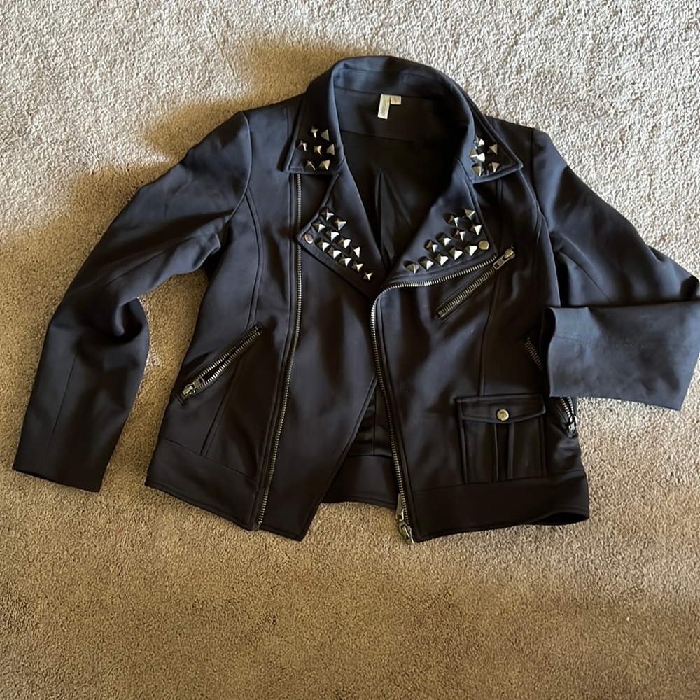 Gently worn light asymmetrical studded jacket from Buckle